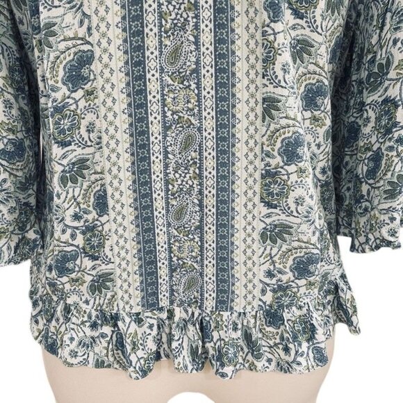 Cynthia Rowley Floral Blouse Bundle Ruffle Hem Boho Cottagecore Plus 1X - Picture 9 of 11